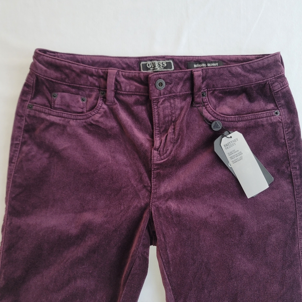 Guess Purple Velvet Skinny Jeans Y2K Retro